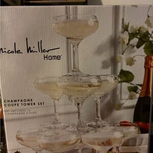 Nicole Miller Clear Champagne Coupe Glasses Set - 12-Piece Elegant Glassware